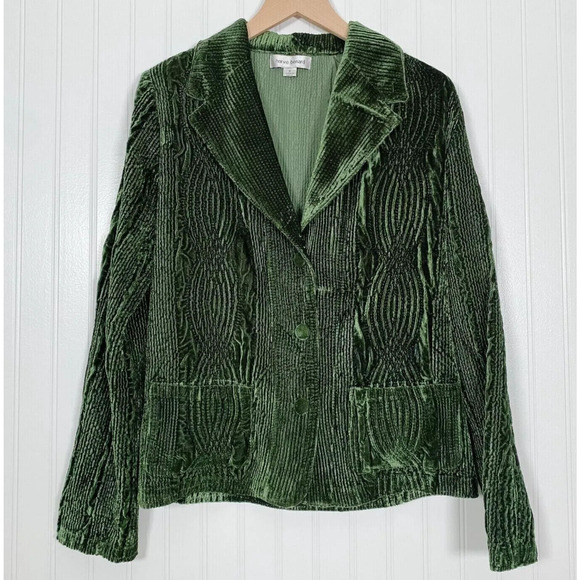 Vintage Harve Benard Womens Velvet Blazer Size 6 Small Green Whimsigoth Royalty - Picture 1 of 11